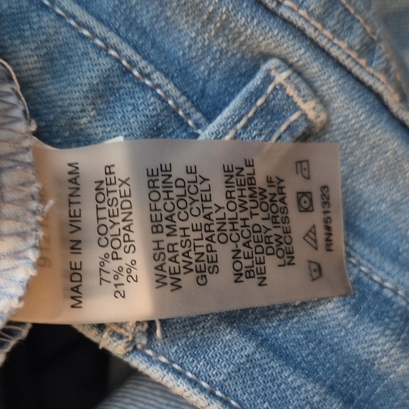 Vince Camuto light wash skinny leg frayed edge stretch denim jeans Sz 14 - Picture 7 of 8